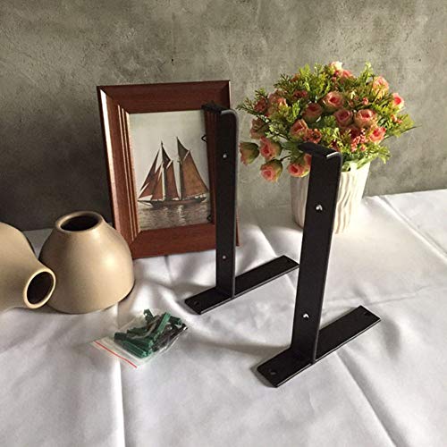 Wall-Mounted Industrial Shelf Bracket, Scaffold Board, T-Shaped Floating Shelf, Load Capacity Of About 200Kg (Black 2 Pieces) #TOP5
