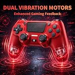 BJXOZ Wireless Controller for PS4 Controller, Gamepad with Dual Vibration, 1000mAh, Six-axis Gyroscope Sensor, USB-C Port, Speaker, 3.5mm Headphone Jack, Touchpad, Compatible with PS4/Slim/Pro/PC