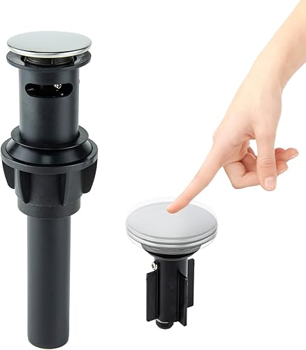 Grandiance Desagüe para lavabo de baño con interruptor de encendidoapagado y colador de drenaje rápido integrado, tapón de drenaje desplegable para