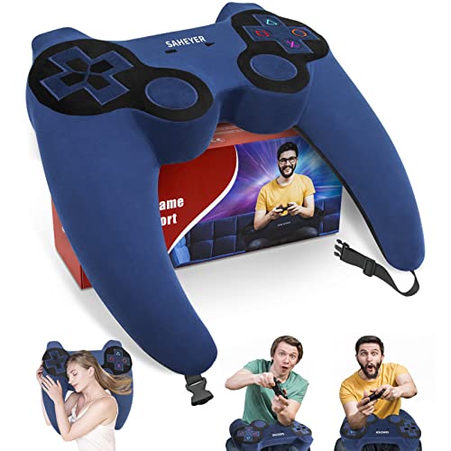 SAHEYER Memory Foam Gaming Pillow, 2 in 1 Plush Side Sleeper Neck Pillow for Elbow Pain Relief, Video Game Controller Pillow for Teen Boyfriend Gamer/Sofa Couch/Computer Chair/Play Station/Bed/Reading