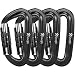 Favofit Auto Locking Carabiner Clips, 4 Pack, 12KN (2697 lbs) Heavy Duty Caribeaners for Camping, Hiking, Outdoor & Gym etc, Twistlock Carabiners for Dog Leash & Harness, Black