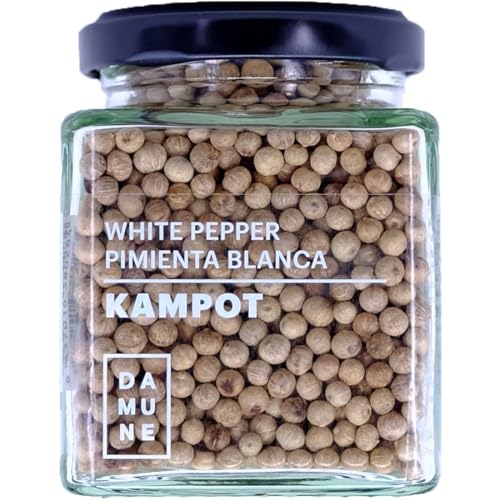 Poivre Blanc de Kampot grains DAMUNE 120g | Relevez vos poissons et sauces claires entre amis