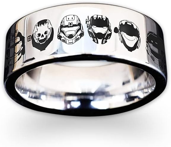 Halo Reach Ring, Halo Master Chief Wedding Band, Halo Noble Team Engagement Ring, Noble Team Halo Engraved Jewelry, Halo Spartans Videogame Ring