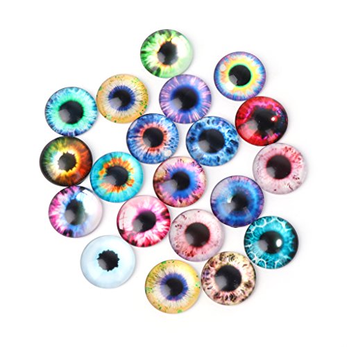 Misright Glass Eyes Buttons with Loop for Crocheted Doll Stuffed Animal Soft Sculptures or Jewelry Making Crafts (16)