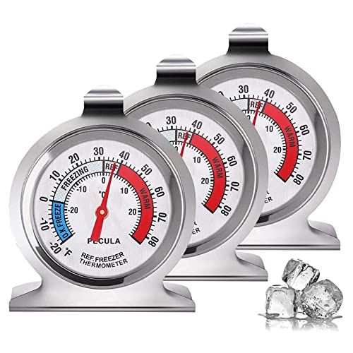 El Mejor Listado de Termómetros para el frigorífico , tabla con los diez mejores. 41 ALIMOTA Termómetro para Refrigerador,Set de 3,Acero Inoxidable (-20 a 80 grados Fahrenheit) con Gran Dial e Indicador de Temperatura,para cocina, almacenamiento en frío,...
