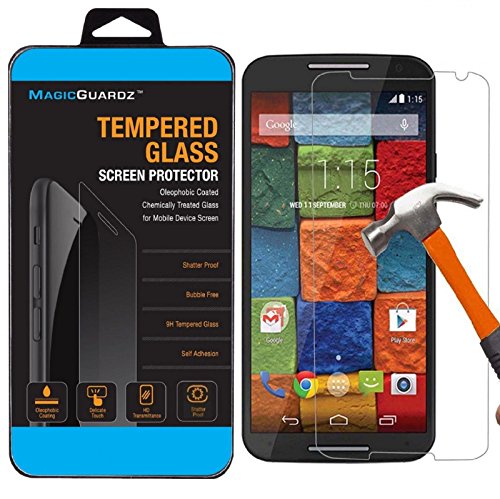 MagicGuardz®, Made for Motorola Moto X2 (X 2nd Gen 2014) XT1093 XT1095, Premium Real Tempered Glass Screen Protector Shield, Retail Box