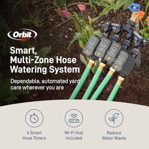 Orbit 21207 B-hyve Gen 2 Smart Hose Watering Timer, 4-Pack with Wi-Fi Hub and Hose Y Splitter - image 2