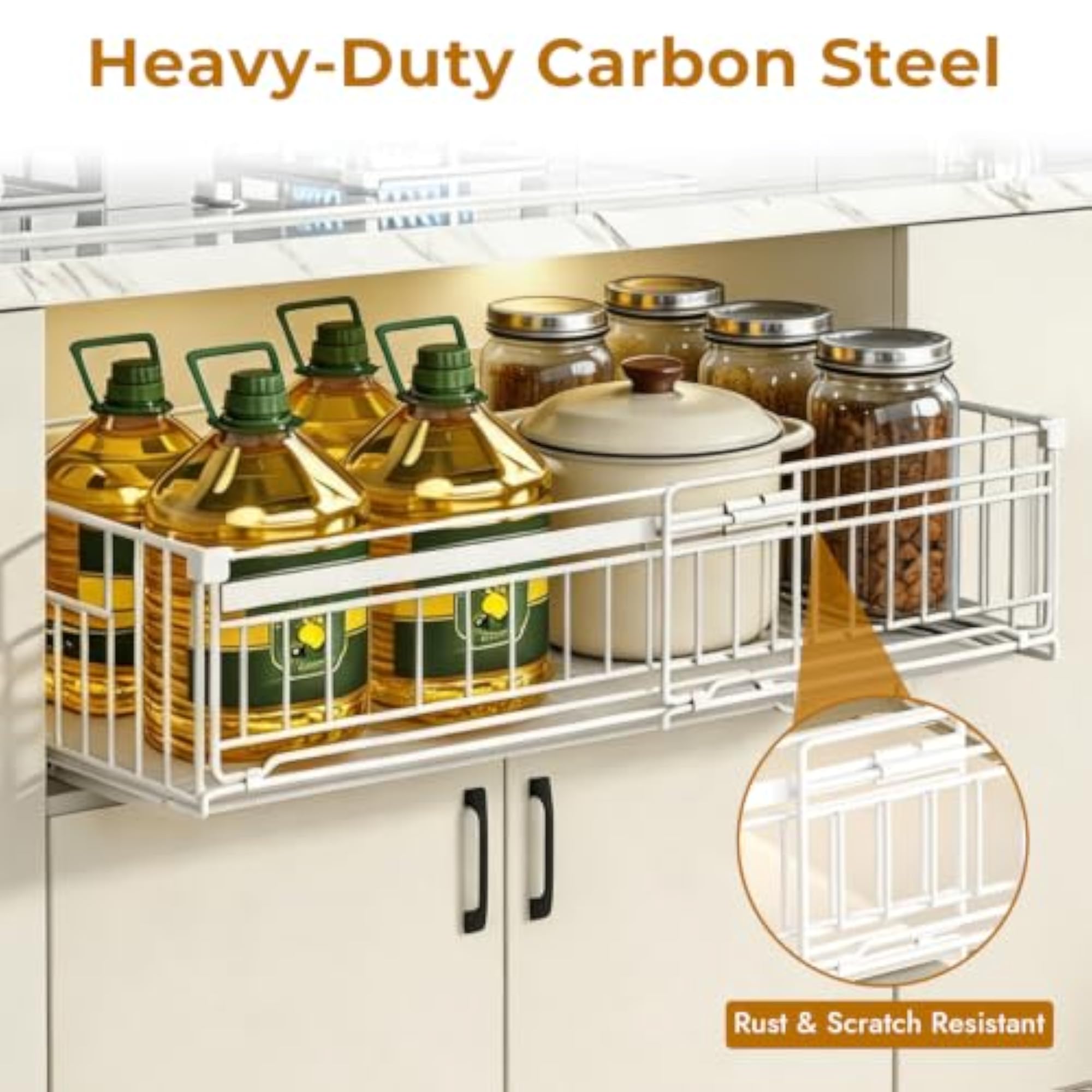 Expandable Cupboard Organiser, Adjustable Width 32.5-50cm, No Drilling