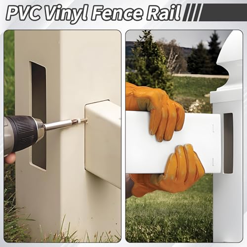 Yaocom 4 Pcs PVC Vinyl Fence Rails for Privacy 2\" x3-1/2 x72 White PVC Fence Panels Parts Top or Bottom Rail for Outdoor Pool Ranch Patio