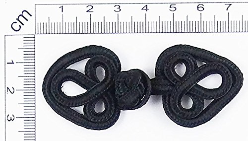 Chinese Frogs Button Closures Hook & Eye Fastener - Sewing Quilting Renaissance Dance Hawaiian Bridal Costumes Outfit Drapery Home Decor-Black-2.75"X1.25"-Flower In A Heart - 1 Pair/Pk - #Fg4655 #TOP1