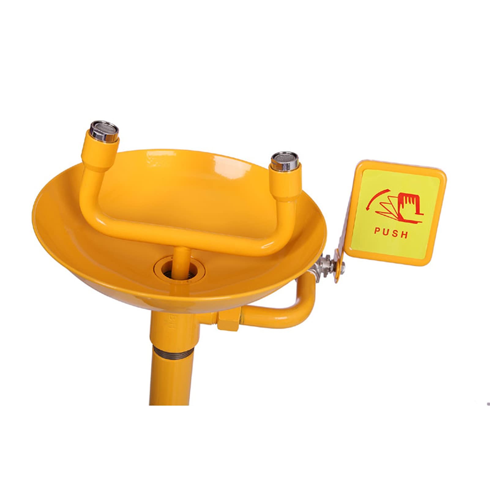 Estación lavaojos de Emergencia con Pedestal, con Revestimiento ABS Amarillo, Acero Inoxidable 304, para la Industria química del petróleo.,