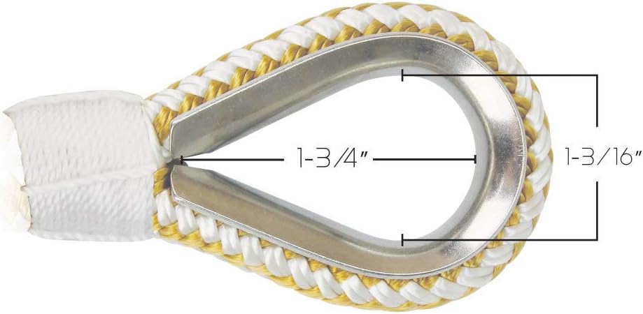 Extreme Max 3006.2267 BoatTector Premium Double Braid Nylon Anchor Line with Thimble - 1/2" x 300', White & Gold