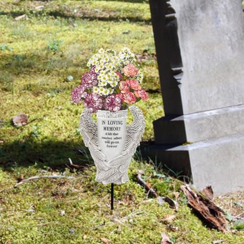 Vase funéraire résine anti-chute pour fixer les fleurs dans le sol - 5