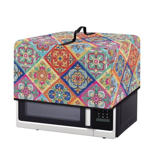 Image of Microwave Oven Cover Dust-Proof Small Kitchen Appliance Protector Air Fryer Toaster Oven Cover Kitchen Baking Accessories, L, 20.9 x 15.7 x 12.4 Inches, Colorful Ethnic Floral