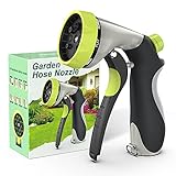 Garden Hose Sprayer Nozzle, Heavy Duty Zinc Alloy Water Spray Nozzle With 8 Adjustable Watering Patterns, Water Pressure Control Valve for Yard, Garden Watering, Pet Cleaning