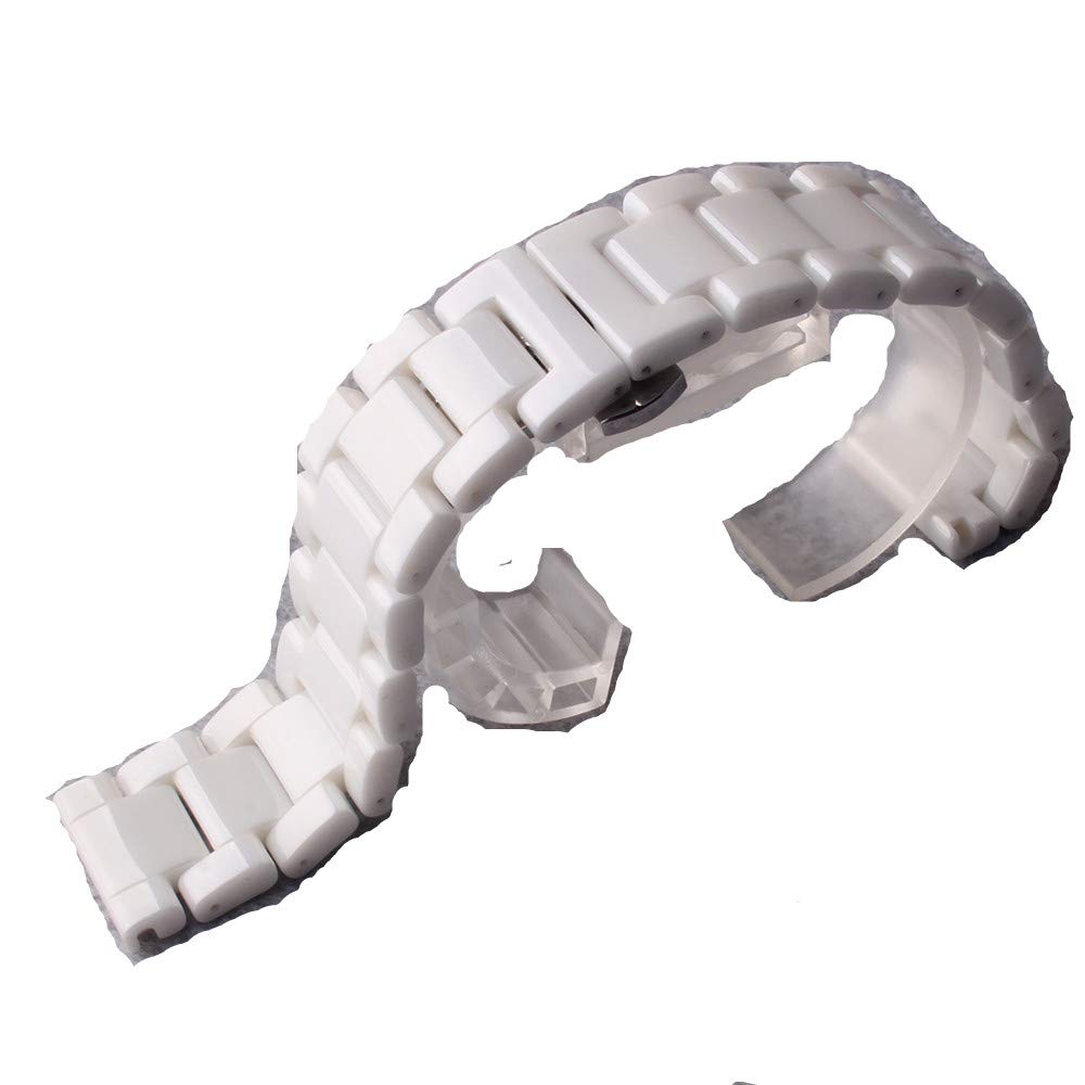 14mm 16mm 18mm 20mm 22mm Black White Ceramic watcbands Strap Belt Bracelet Band for Fashion Diamond Watches Lady's (18mm, White)