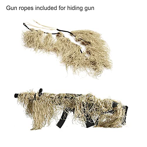 Dry Grass Ghillie Suit for Men Camo Hunting Suits, Airsoft Gilly Suit Hooded Gillie Suits Youth, Camouflage Hunting Outfit for Men in Fall Winter (Dry Grass) - Thumbnail 5