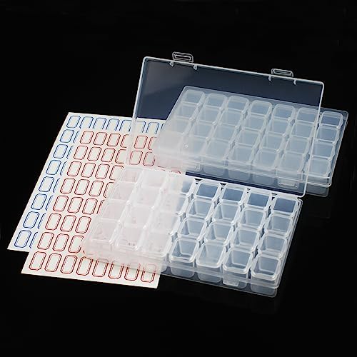 Clear Plastic Bead Storage Organiser Box, 2 Pack 24 Grids Diamond Art ...