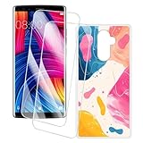 OAGELIM 2er Pack Bildschirm Schutzfolie + Hülle Kompatibel mit Doogee Mix 2 (5.99 Zoll) Künstlerisch Bedruckte Hülle & Gehärtetes Glas Kratzfest (Bunt)