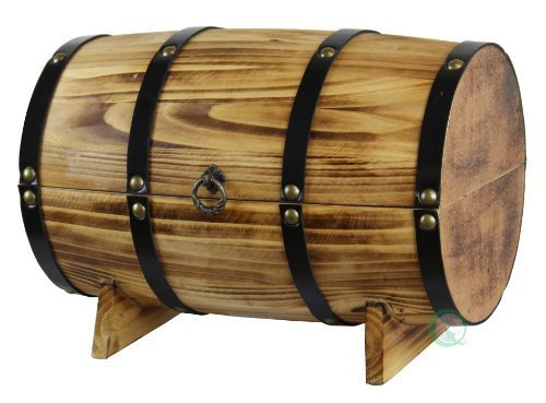 Vintiquewise(TM) Wooden Barrel Treasure Chest