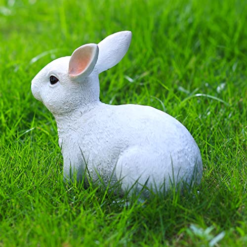 Maclaronx Rabbit With Carrot Easter Decor Polyresin Bunny Garden Statue Adorable Gift Spring Outdoor Yard Art Figurine Home Decorations Indoor, White #TOP3