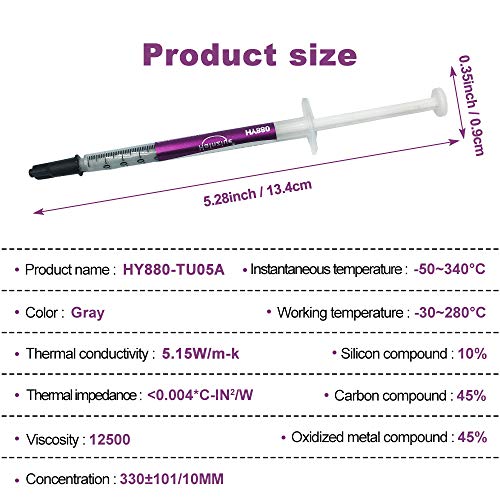 10 Pack Hy880 Thermal Paste Kit-5.15 W/Mk 1 G/Pcs, High Performance Thermal Compound Paste Grease Heatsink For Cpu, Processor, All Cooler Master, Computer, Ps4 #TOP1