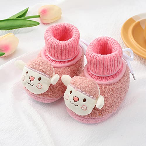 Baby Girls Boys Soft Booties 0-12 Months Kids Knitting Cartoon Character Snow Boots Infant Toddler Warming Shoes (Pink, 3-6 Months) #TOP1