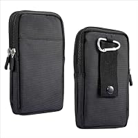 Custodia Da Cintura Per Cellulare Uomo ZXYJMXN - Borsa Porta Cellulare Con Moschettone E Passante - Marsupio In Nylon Impermeabile Per Smartphone Fino A 6.9" E Oggetti Personali - Nero