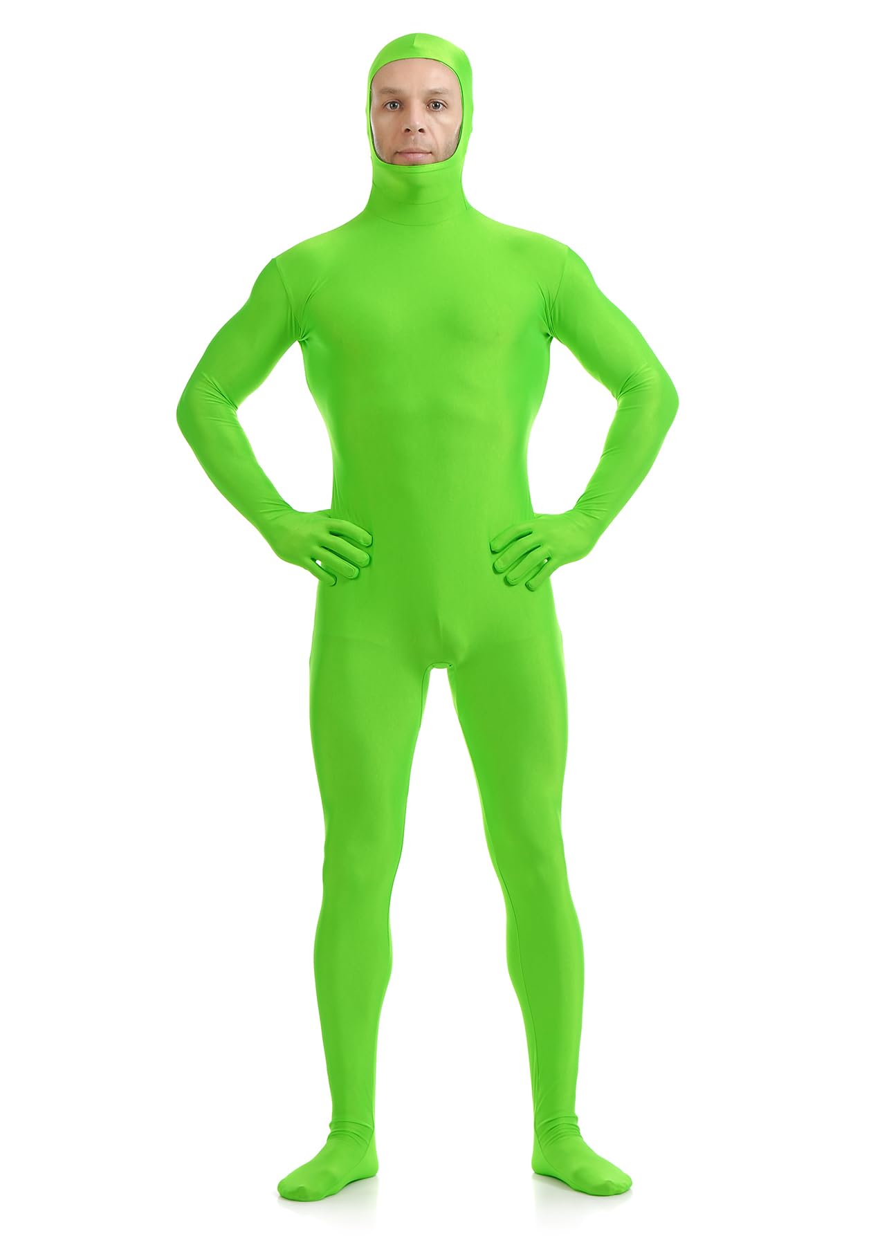 ATHX Men's and Women's Spandex Open Face Bodysuit Costume Adult Stretchy Halloween Cosplay Body Suit Zentai Suit Outfits