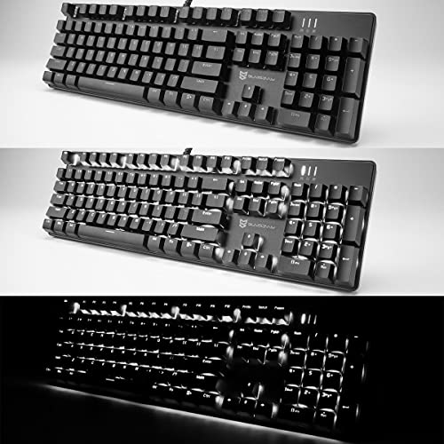 Image of Merdia Mechanical Keyboard Gaming Keyboard | Red Switch, White Backlit Keyboard | 104 Keys US Layout | Wired Gaming Keyboard | Hot Swappable Mechanical Keyboard | PC Gaming Keyboards (Black)