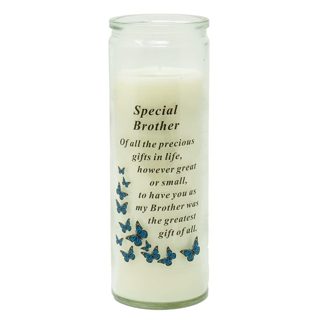 Angravememorials Multicoloured Special Brother Memorial Wax Candle With Verse Graveside Grave Ornament