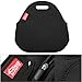 yookee home Black Lunch Bag, Insulated Lunch Box, Thick and Reusable Thermal Lunch Tote Bag, Small Neoprene Lunchbags with Zipper for Adults Kids Nurse Teacher School Work Outdoor Travel Picnic