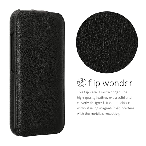 kalibri Flip Case Compatible with Apple iPhone 16 - Ultra Slim Leather Protective Phone Cover - Black - Image 2