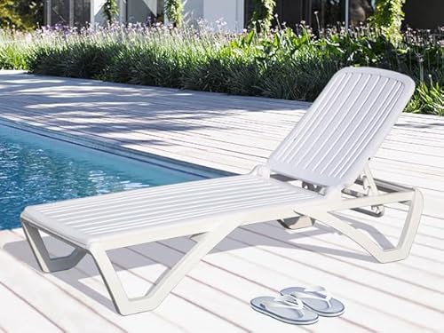Domi Pool Lounge Chair, Patio Chaise Lounge with 5 Position