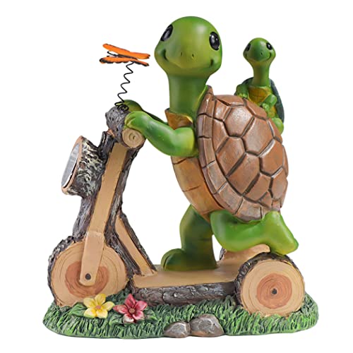 Mootka Outdoor Figurine Lights With The Cute Turtle Riding Scooter, Sweet Garden Solar Fairy Light Statue Of Sea Turtle Gifts For Mother Home, Waterproof Led Decorations For Patio Home Pathway Outside #TOP10