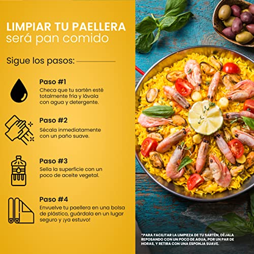 Machika Skillet Pan | Carbon Steel Paella Pan | Carbon Steel Pans For Cooking | Thin Carbon Steel Pan For Paella | Perfect For Outdoors, Camping, Parties, And More | 6 Servings | 13 In | #TOP4