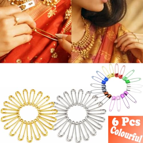 Image of MR. DIY Crafts Safety Pins Set, Heavy Duty Metal Safety Pins for Sewing, Clothing Repair, Jewelry Making, DIY Crafts & Multipurpose Use (5, Saree Safetry Pin)