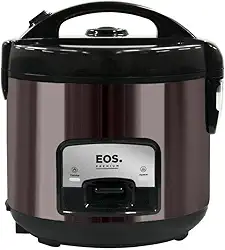 Panela Elétrica de Arroz EOS 10 Xícaras Titanium Preto com Tampa de Vidro Clear Glass EPA10PT 110V
