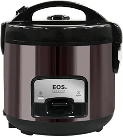 Panela Elétrica de Arroz EOS 10 Xícaras Titanium Preto com Tampa de Vidro Clear Glass EPA10PT 110V