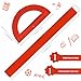 Zonon 2 Pack 12'' Plastic Ruler and 6'' Plastic Protractor Set Clear Ruler Protractor Set Math Geometry Supplies for School Classroom Home Office Drawing (Red)