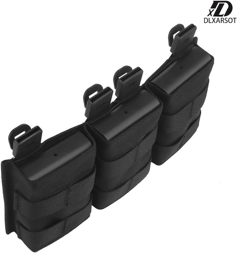 Tactical Molle Triple Mag Pouch,Open Top 5.56/M4/M16 Magazine Pouches Carrier with Quick Release Magazine Holder Insert