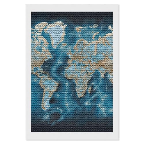 Broderie diamant carte du monde BWQMNT strass ronds pour adulte
