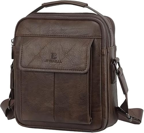 Leathario Men's Crossbody Shoulder Bag, Vegan Leather Small Messenger Satchel