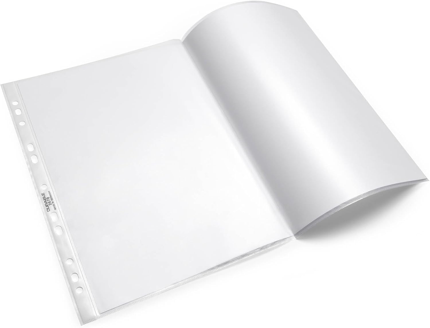 Durable Prospekthüllen A3, quer gefalzt, oben offen, Made in Germany, 100 Stück, transparent, 267019