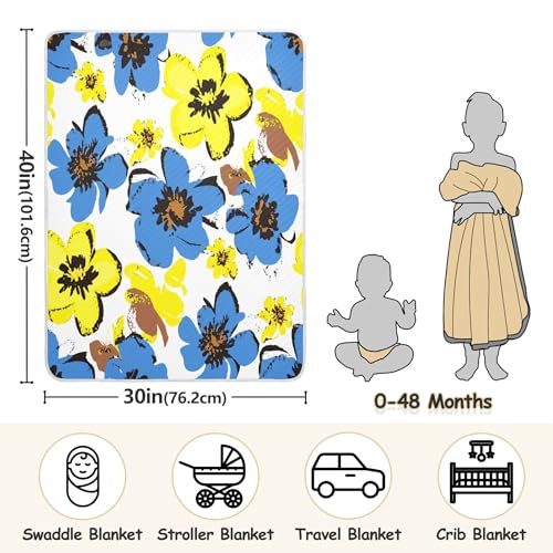 Burbuja Abstract Flowers Baby Blanket for Boys Girls, Nursery Soft Warm Swaddling Receiving Baby Blankets, 30x40 in Toddler Blanket3
