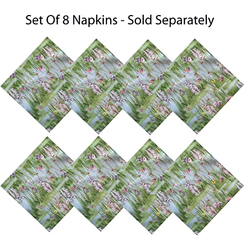 Newbridge Easter Bunny Rabbit Meadow Fabric Napkins, Spring Bunnies And Pastel Floral Easy Care, Stain Resistant Fabric Napkins, Set Of 8 Napkins #TOP2