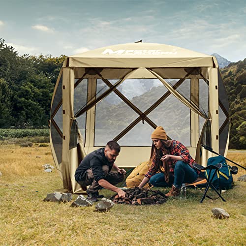Image of MASTERCANOPY 6x6 Portable Screen House Room Pop up Gazebo Outdoor Camping Tent with Carry Bag (6x6,Beige)