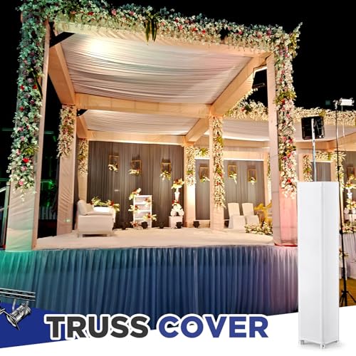 Image of Hahafelt 2 Pcs White Truss Cover Fits 10 ft x 12 in Box Truss Scrim Elastic Fabric Seamless Integration Easy Installation Pull over Sleeves