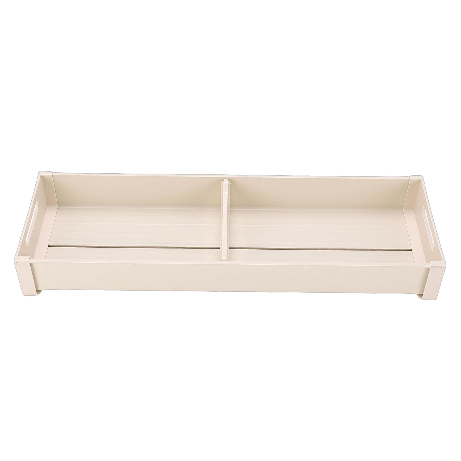 Jenngaoo Range de Cuisine avec Diviseur Réglable en Aluminium, Anti Dérapant Tiroir à Couverts pour Bols, Fourchettes, Ustensiles de Cuisine (15x46cm Milk White Cutlery Tray)