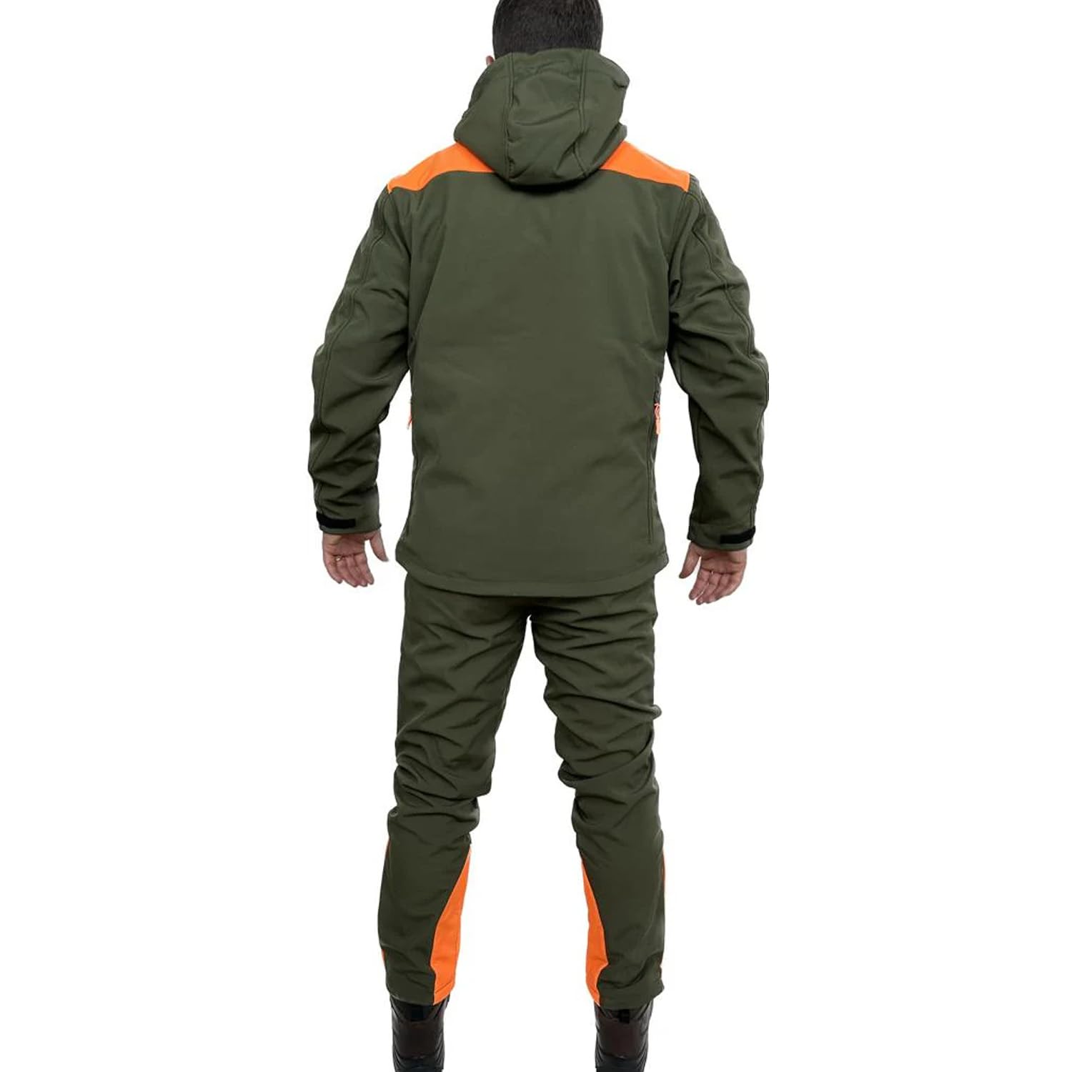 fratelliditalia.org Completo Softshell giacca e pantalone cinghiale arancio AntipioggiaTermico caccia uomo Cerniere termosaldate